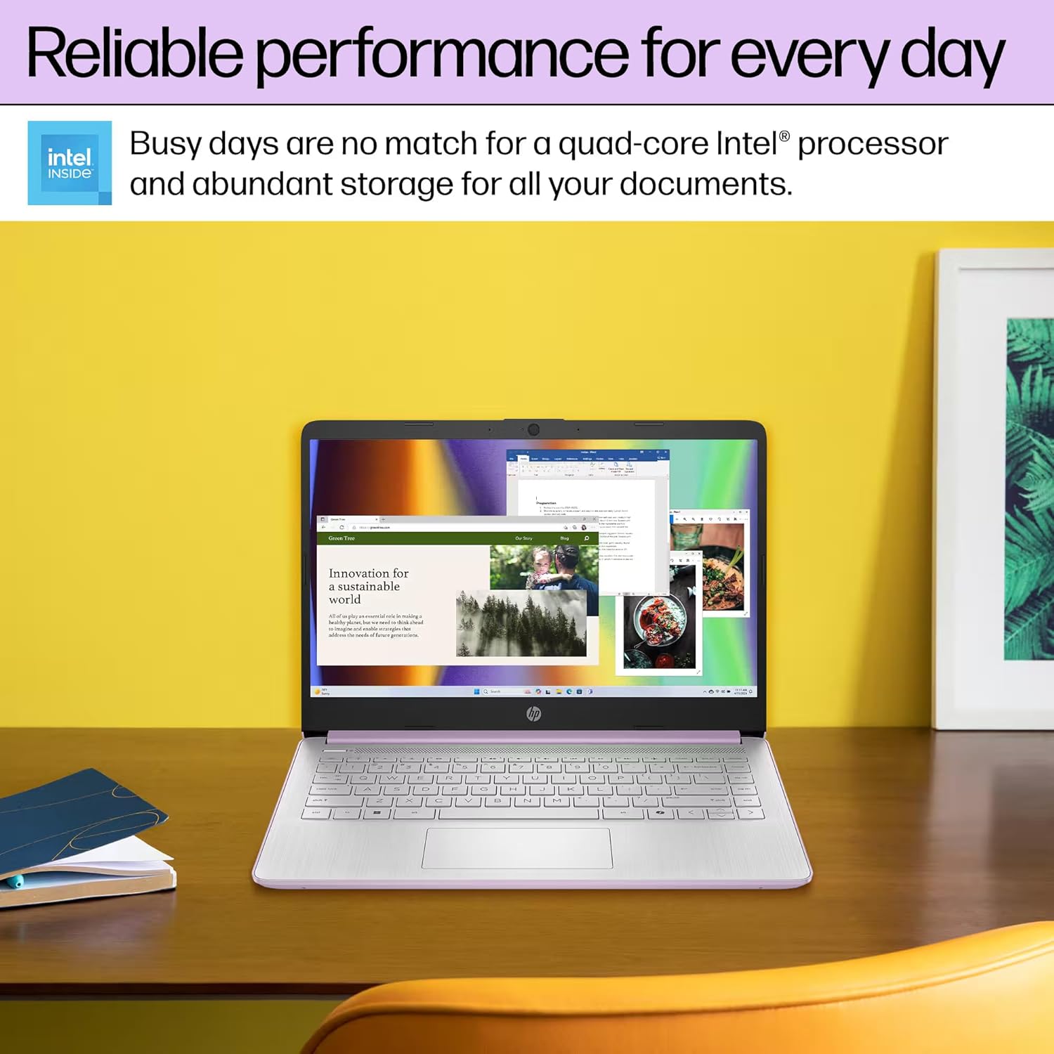 HP 14 Laptop Student Business 2025 Flagship Computer  AI Copilot  4-Core 13th Gen Intel CPU  16GB RAM 628GB Storage (128GB UFS+500GB Ext) 1-Yr Office 365 Long Battery HubxcelAccessory Win 11S Lavender