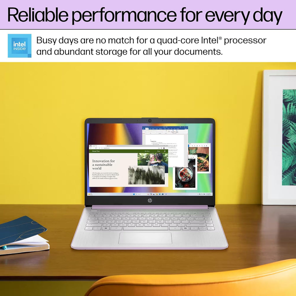 HP Ultrabook 14 Laptop Computer Business Study & Home 2025  Lifetime MS Office + Windows 11 Pro  Quad-Core Intel CPU  16GB RAM & 628GB Storage (128GB UFS+500GB Ext)  WiFi 6  HubxcelAccessory  Lavender