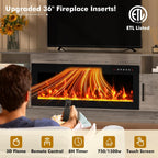 BREEZEHEAT 70 inch TV Stand with Fireplace-Led Entertainment Center for TVs Up to 80 Inch-Fireplace Console with Storage Cabinets, Metal Handles, Rustic TV Stand for Living Room-Grey