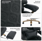 Big and Tall Executive Office Chair with Footrest, 400LBS Capacity Ergonomic High-Back Desk Office Chair with Lumbar Support, Padded Armrests & Thick Cushion, Black PU Leather Chairs