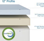 Cool Gel 12 Inch King Mattress Memory Foam Medium Firm, King Size Memory Foam Mattress Cooling, Made in the USA, 12" Depth with Pressure Relief, CertiPUR-US Certified No Fiberglass, CoolGel Bed