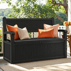 YITAHOME 70 Gallon Deck Bench with Storage  Outdoor Storage Box Bench with Armrests for Patio Garden Pool Porch  Waterproof&Lockable  Black