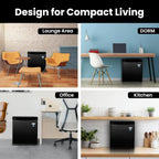 ROOMWELL E-Star 1.7 Cu Ft Mini Fridge for Office, Compact Black Small Refrigerator Without Freezer Automatic Defrost With Integrated Door Handle, 37 dB Countertop Fridge Quite, Ideal for Bedroom, Dorm