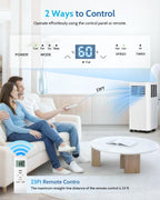 8,000 BTU Portable Air Conditioner - 3-in-1 Portable AC Unit for Rooms Up to 350 Sq. Ft., with Remote Control, Cooling, Dehumidifier & Fan Modes, AC Unit for Bedroom, Office, Apartment