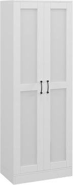 HOMCOM 69" Tall Storage Cabinet with Movable Storage Shelves, Modern Style Pantry Cabinet with Soft Close Doors, White