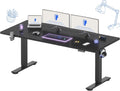 FLEXISPOT 71x32 Inch Electric Large Standing Desk for Home & Office, Spacious Splice Board Desk with Cable Management & Organizer, Cup Holder & Hook, Black