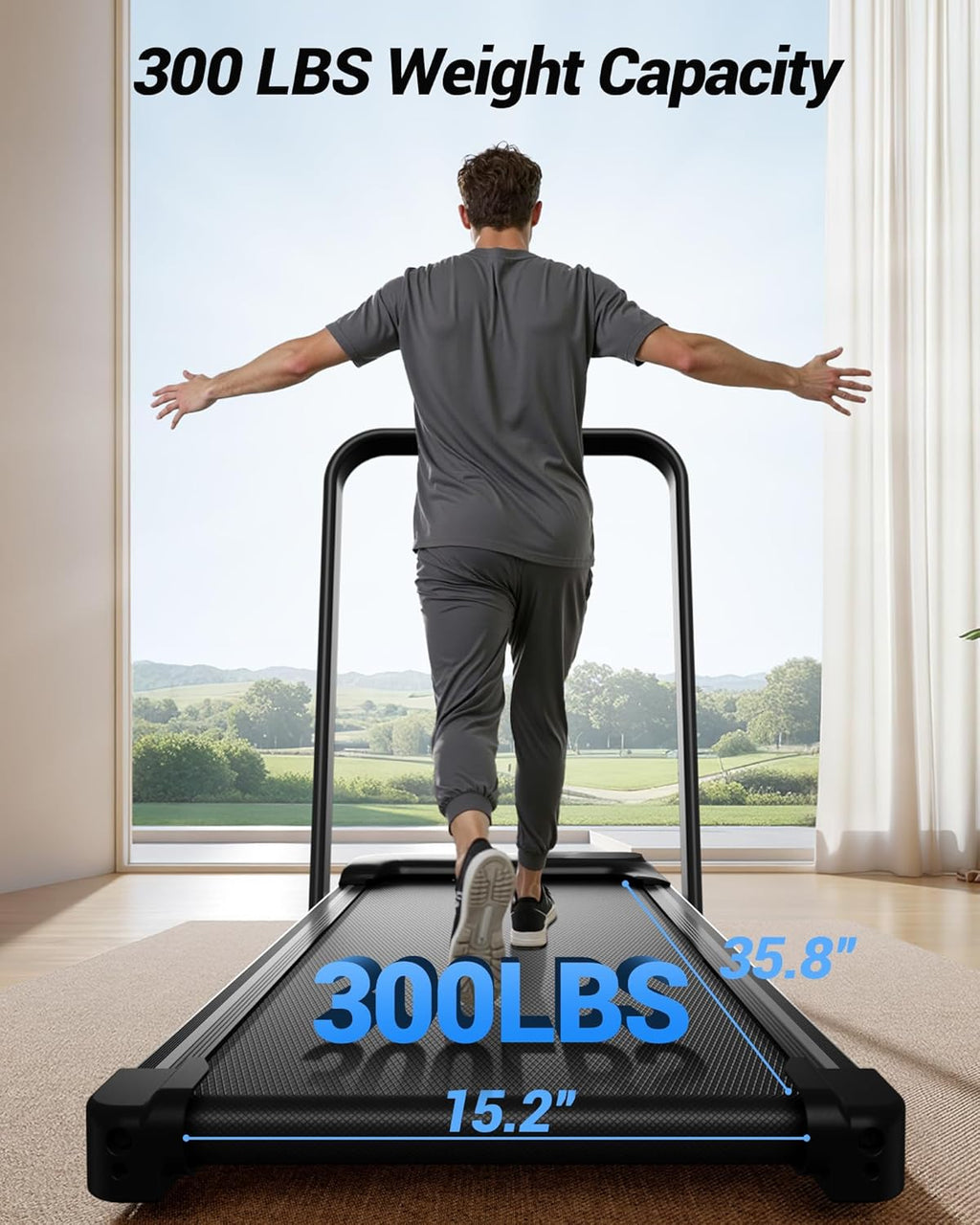 Walking Pad with 15% Incline 2.5HP Foldable Walking Pad with Handle Bar 0.6-6.2MPH Under Desk Compact Treadmills for Home 300LBS with Romote Control