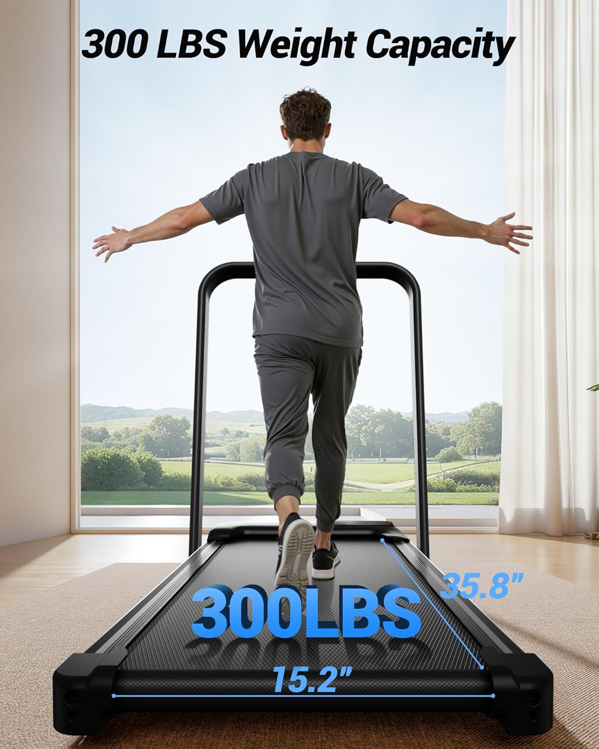 Walking Pad with 15% Incline 2.5HP Foldable Walking Pad with Handle Bar 0.6-6.2MPH Under Desk Compact Treadmills for Home 300LBS with Romote Control
