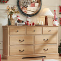 Farmhouse 7 Drawer Dresser for Bedroom,57" Wide Wood Rustic Chest of Drawers,Farmhouse Chest of Drawers for Bedroom,Wood Drawer Organizer for Bedroom,Hallway,Natural