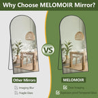 MELOMOIR 82"x44" Oversized Floor Mirror Freestanding, Arched Full Length Mirror for Bedroom Living Room Dressing Room Gym Yoga Hair Salon, Black Mirror Full Length with Shatterproof Tempered Glass