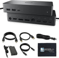 UD22 Dell Docking Station Dual Monitor Bundle - USB-C/USB-A Universal Dell Dock for Laptops Comes with 130W Adapter + Anyhdd HDMI  DisplayPort  USB-C Cables & Cloth - Supports Dual/Triple/4 Monitors