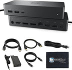 UD22 Dell Docking Station Dual Monitor Bundle - USB-C/USB-A Universal Dell Dock for Laptops Comes with 130W Adapter + Anyhdd HDMI  DisplayPort  USB-C Cables & Cloth - Supports Dual/Triple/4 Monitors