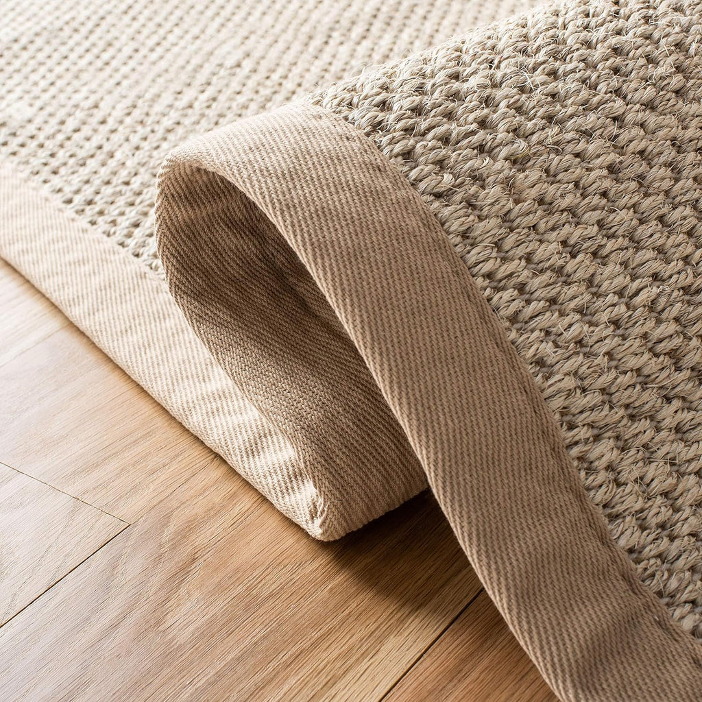SAFAVIEH Area Rug 9x12 - Natural Fiber Collection - Large - Marble & Linen Color, Sisal, Woven Design with Border (NF143B)