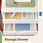 DEVAISE 7-Drawer Office Cabinets, Wood Storage Drawer File Cabinet with Wheels, White
