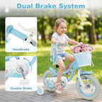 Olakids Kids Bike, 12 14 16 18 20 Inch Mermaid Theme Girls Bicycle with Training Wheels Basket Adjustable Seat and Handlebar Dual Brake