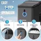 Nugget Ice Maker Countertop – 6 Mins Fast Ice Production, FLASHCHILL™, 26.5 LBS/Day, Self-Cleaning, Compact Portable Design, Ideal for Home, Office & Parties