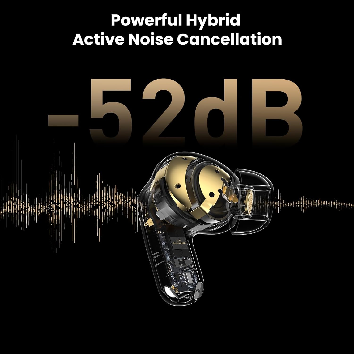 TOZO NC20 Active Noise Cancelling Wireless Earbuds, LDAC Hi-Res Sound Bluetooth Headphones, 6 Mics AI Call Ear Buds 80H Playtime, Dual Pairing, 32 EQ via App, IPX8 Waterproof, Wireless Charging Case