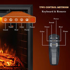 36 inch Electric Fireplace, Wall Fireplace Electric with Remote Control, Realistic Log and Crackling Sound, Overheating Protection and Timer, 750/1500W Black
