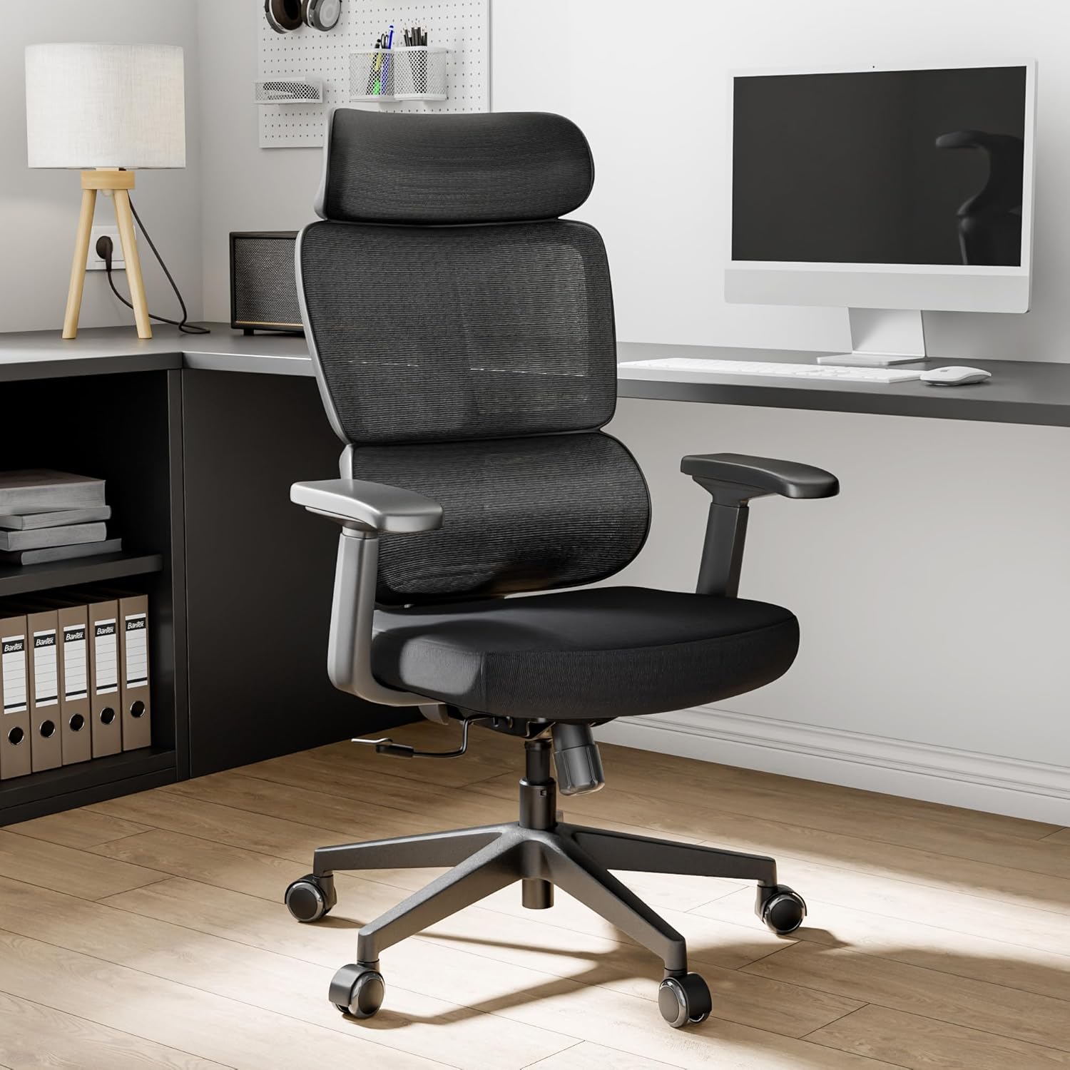 EUREKA ERGONOMIC Lena Mesh Office Chair, Ergonomic Office Chair, High Back Desk Chair with Oversized Headrest, Home Office Desk Chairs for Home & Ofiice, Work Chair, Black