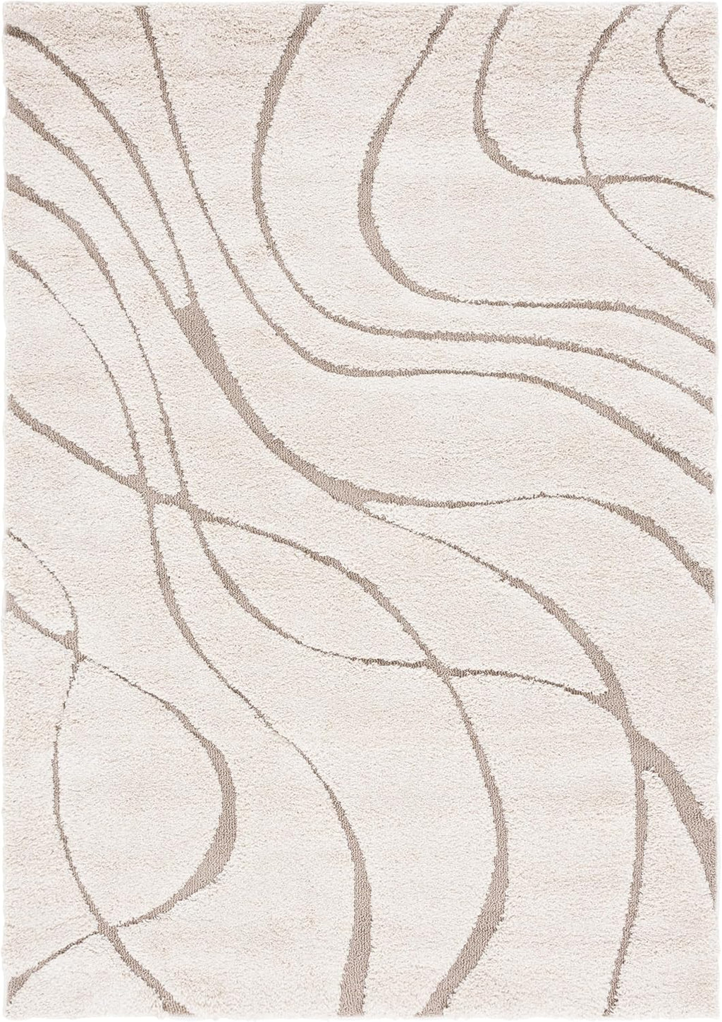 SAFAVIEH Florida Shag Collection Area Rug - 6' x 9', Cream & Beige, Non-Shedding & Easy Care, 1.2-inch Thick Ideal for High Traffic Areas in Living Room, Bedroom (SG471-1113)