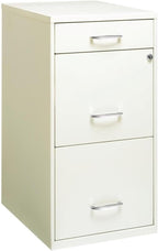 Scranton & Co 3-Drawer Metal Filing Cabinet, 27.32" H x 14.25" W x 18.00" D, Pearl White Finish, Locking Storage with Letter-Size File Drawers, Non-Porous Painted Steel for Home or Office