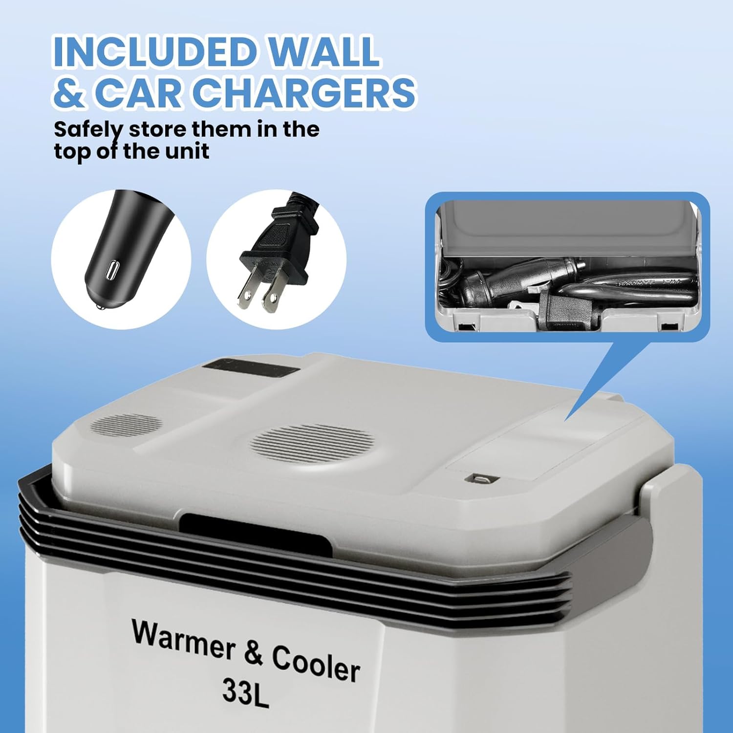 TrailBlaze Portable Electric Car Refrigerator & Warmer - 35 Quart (33L) Capacity, Automatic Locking Handle, Dual Power 12V/110V - No Ice Needed, Home, Office, Vehicle