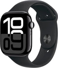 Apple Watch Series 10 GPS + Cellular  46mm - Jet Black Aluminum Case with Black Sport Band  M/L (Renewed)