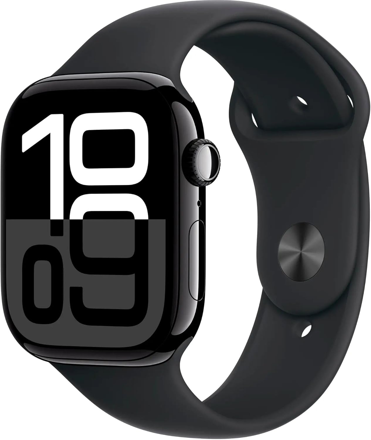 Apple Watch Series 10 GPS + Cellular  46mm - Jet Black Aluminum Case with Black Sport Band  M/L (Renewed)