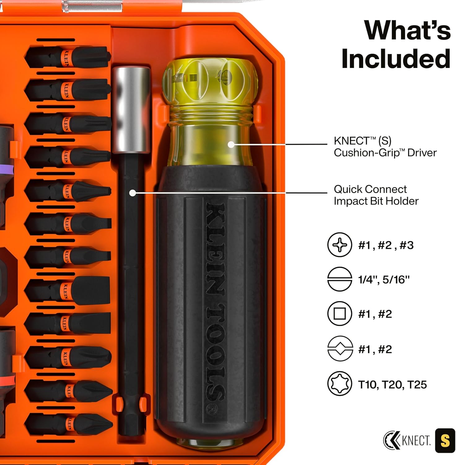 Klein Tools 65302KNECT Impact Socket Set, KNECT (S) 33-Piece SAE and Metric Pass-Through Socket Tool Set, Impact Driver Adapter, MODbox Tool Organization