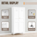 Yizosh Metal Storage Cabinet with 2 Doors and 4 Adjustable Shelves - 61" White Kitchen Pantry Storage 5-Tier Tall Steel Cabinets Locker for Kitchen, Living Room, Dining Room