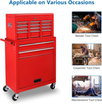TUFFIOM 8-Drawer Rolling Tool Chest, Wheeled Tool Storage Cabinet w/Detachable Top, Drawers & Side Hooks, Mechanic Tool Organizer Box for Garage Warehouse Repair Shop