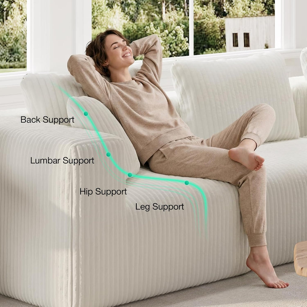 Novilla Modular Sectional Sofa, Modern Cloud Sectional Couch with Smarts Coil® Support, Upholstered Boneless Couch for Living Room Apartments Bedroom, No Assembly Required, Beige (Armless Chair)