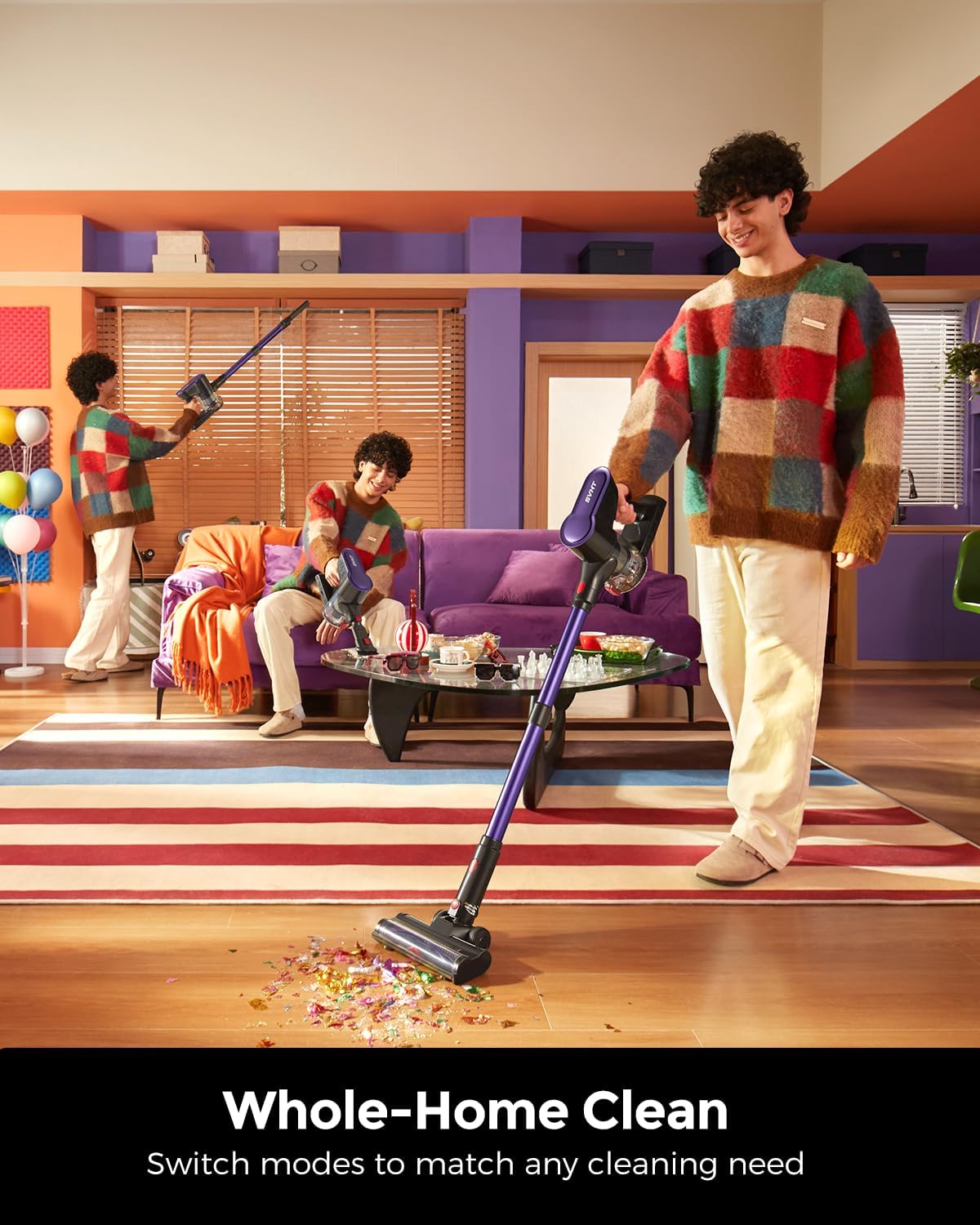 Cordless Vacuum Cleaner, 500W 45KPA 50Mins Stick Vacuum Cleaners for Home with LED Light, Self-Standing, Anti-Tangle Brush & 1.6L Dust Cup, Lightweight Vacuum for Pet Hair, Carpets, Hard Floors
