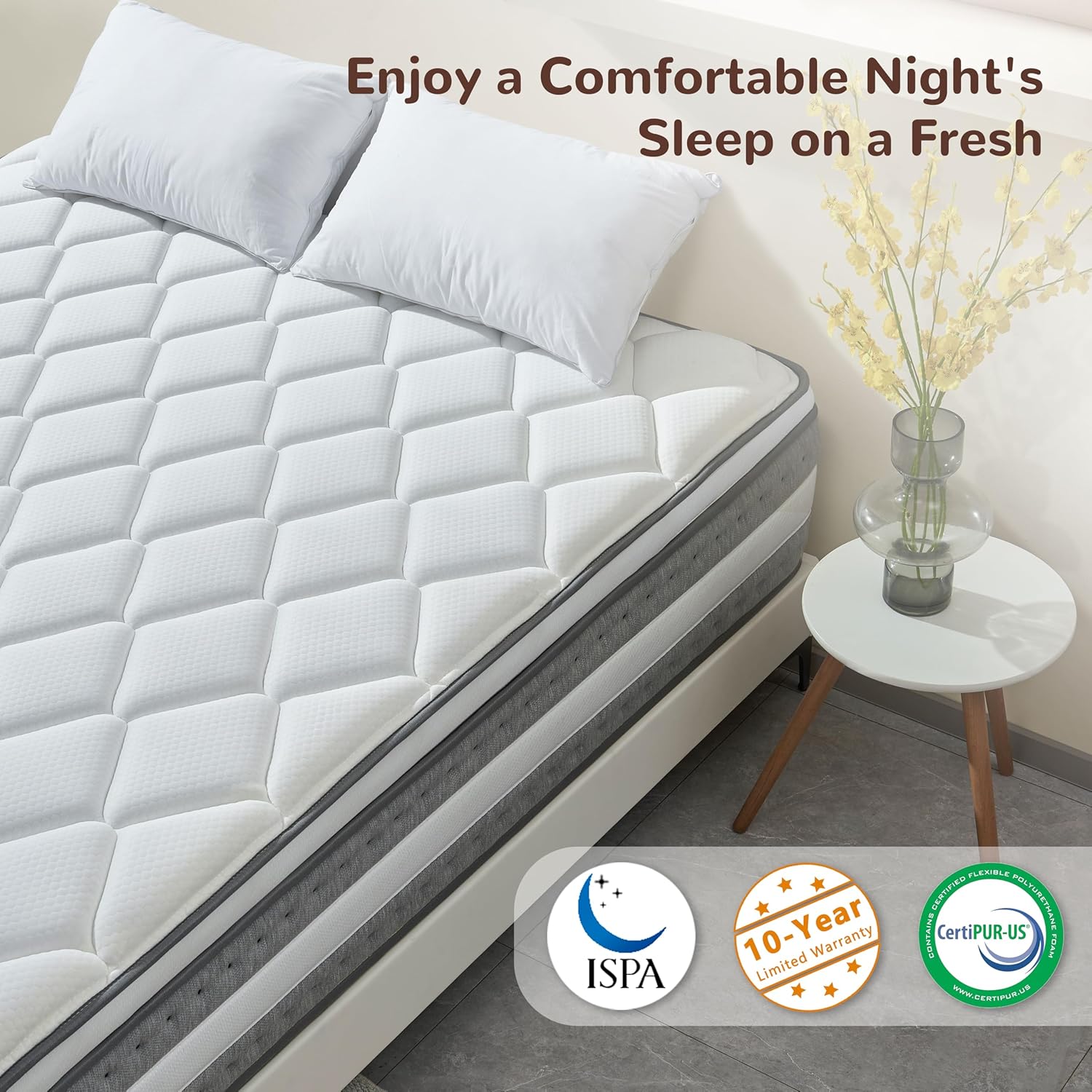 King Mattress, 14 Inch King Size Hybrid Mattresses with Memory Foam and Individual Pocket Spring for Motion Isolation, Pressure Relief, Medium Firm Mattress in a Box, 76 * 80 * 14