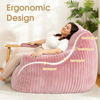 Giant Bean Bag Chair, Oversized Plush Comfy Bean Bag Sofa for Adults and Kids with Armrests, Memory Foam Mini Couch Single Lounges for Living Room, Bedroom & Game Room(Pink)