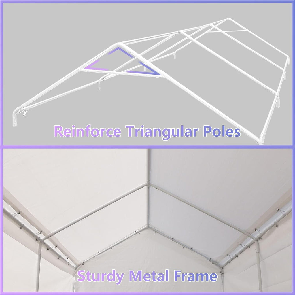 LVUYOYO Carport, 10'x20' Heavy Duty Car Canopy, Outdoor Portable Carport with Removable Sidewalls, All Weather Garage Tent for Car, Truck, Boat, Party