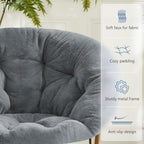 DUMOS Comfy Saucer Chair,Faux Fur Lounge Seasting XL Circle Chair for Bedroom, Dorm & Gaming, Foldable FAccent Seat for Small Spaces, Folding Moon/Mushroom/Round Oversized Style, Modern Grey