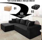 110” Cloud Sectional Couch, Boneless Sofa for Living Room, Modular Sectional Sofa with Deep Seat, Comfy Fluffy Couch with L-Shaped Chaise, No Assembly Required (Left-Facing Chaise, Black)