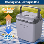 32 QT (30 L) Electric Cooler & Warmer, Portable Thermoelectric 12V/110V Refrigerator with Handle, Plug In Coolers, Car fridge for Vehicle, Truck, Travel, Camping, Light Gray