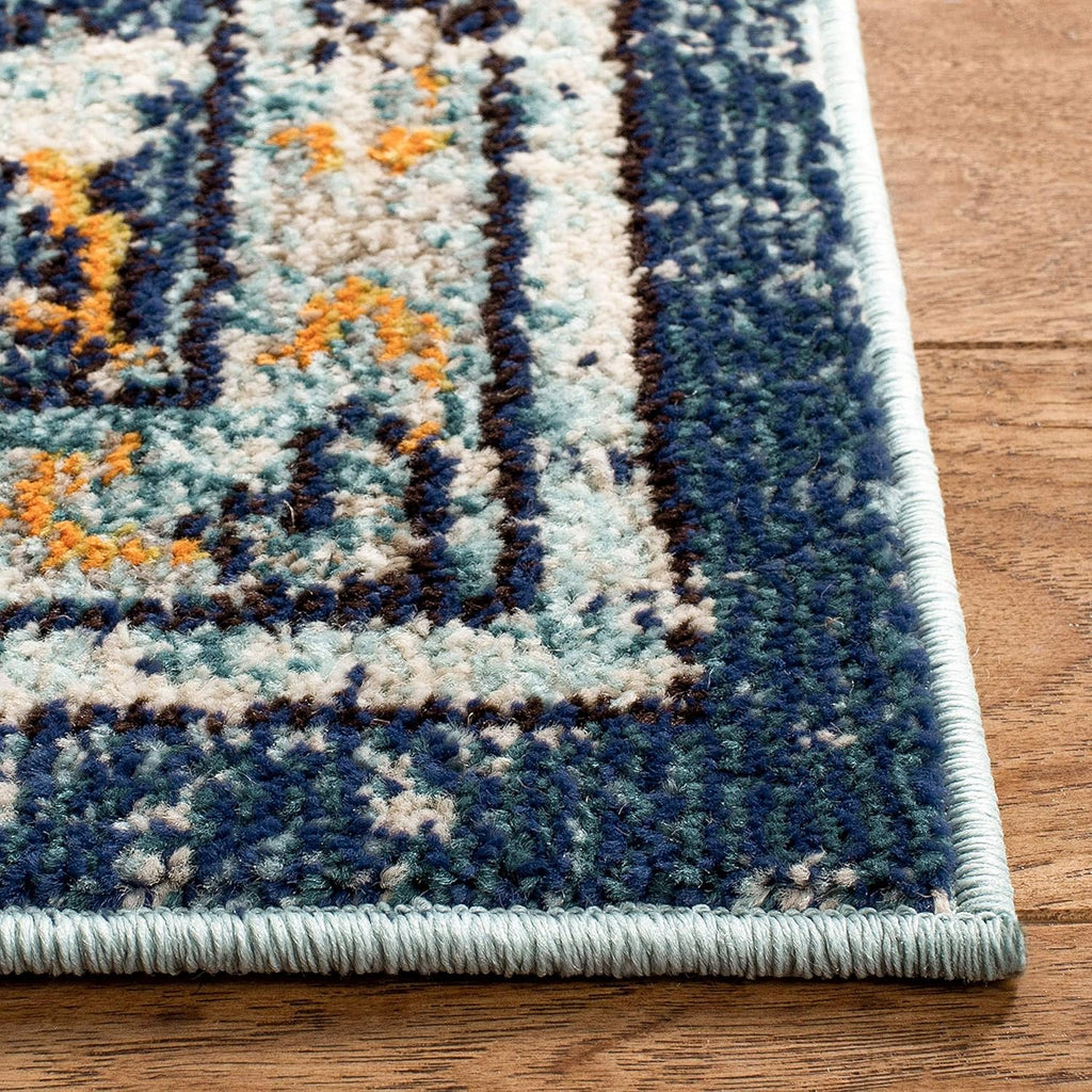 SAFAVIEH Area Rug 9x12 - Madison Collection - Large - Blue & Light Blue, Boho Chic Distressed Medallion Design, Non-Shedding & Easy to Clean, Ideal for Living Room, Bedroom, Dining Space (MAD473M)