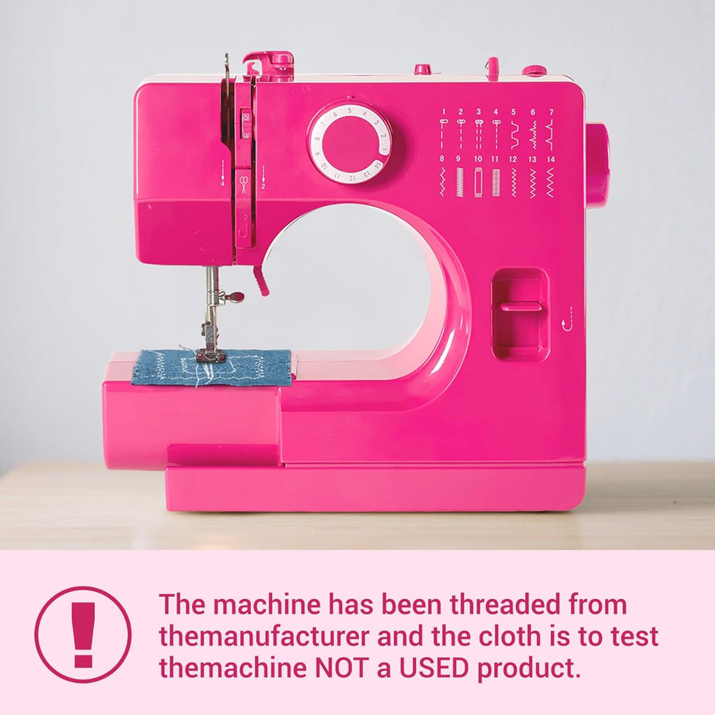 StitchMaster Pro Sewing Machine - Twin/Double Needle Compatible, 14 Stitches, Easy for Beginners & Home Users (Pink)
