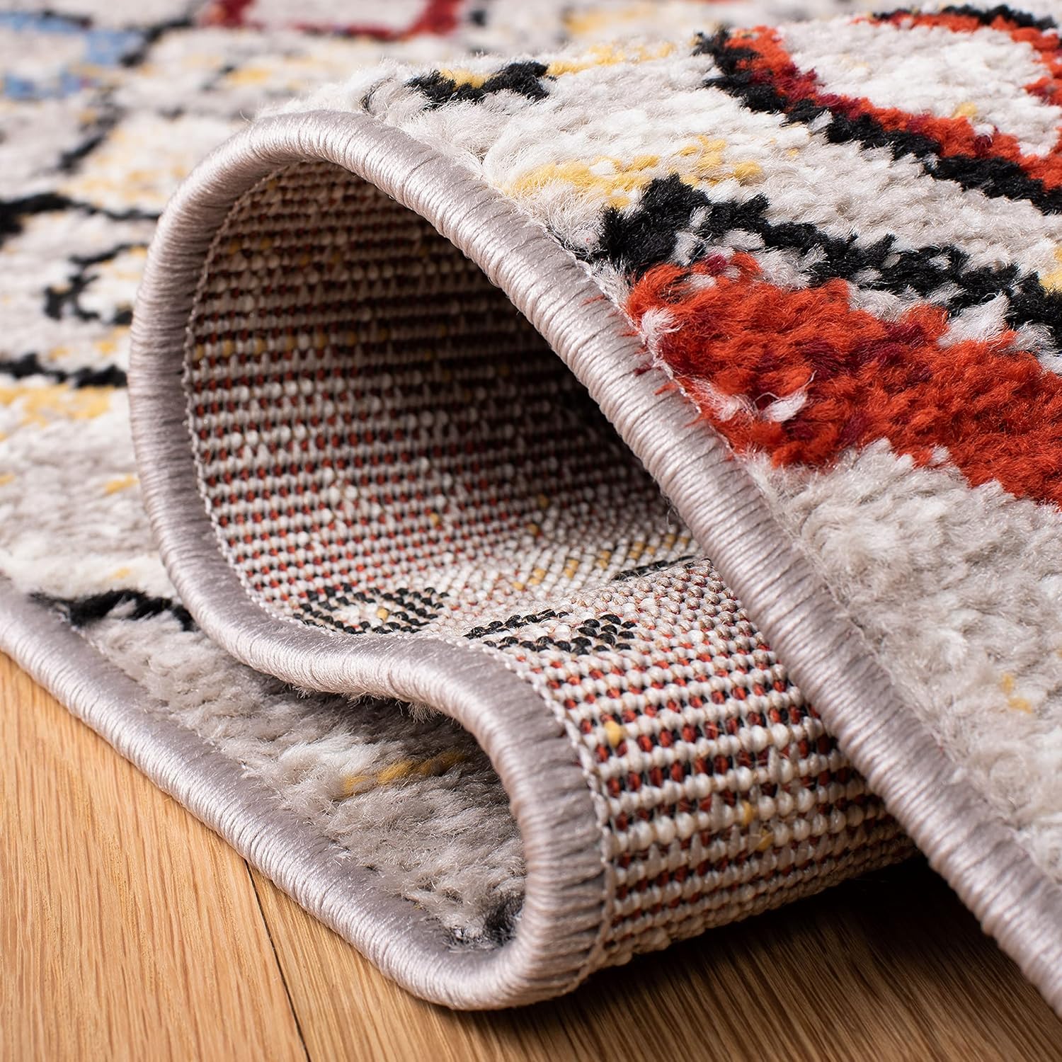 SAFAVIEH Amsterdam Collection Area Rug - 9' x 12', Light Grey & Multi, Moroccan Boho Design, Non-Shedding & Easy Care, Ideal for High Traffic Areas in Living Room, Bedroom (AMS108G)