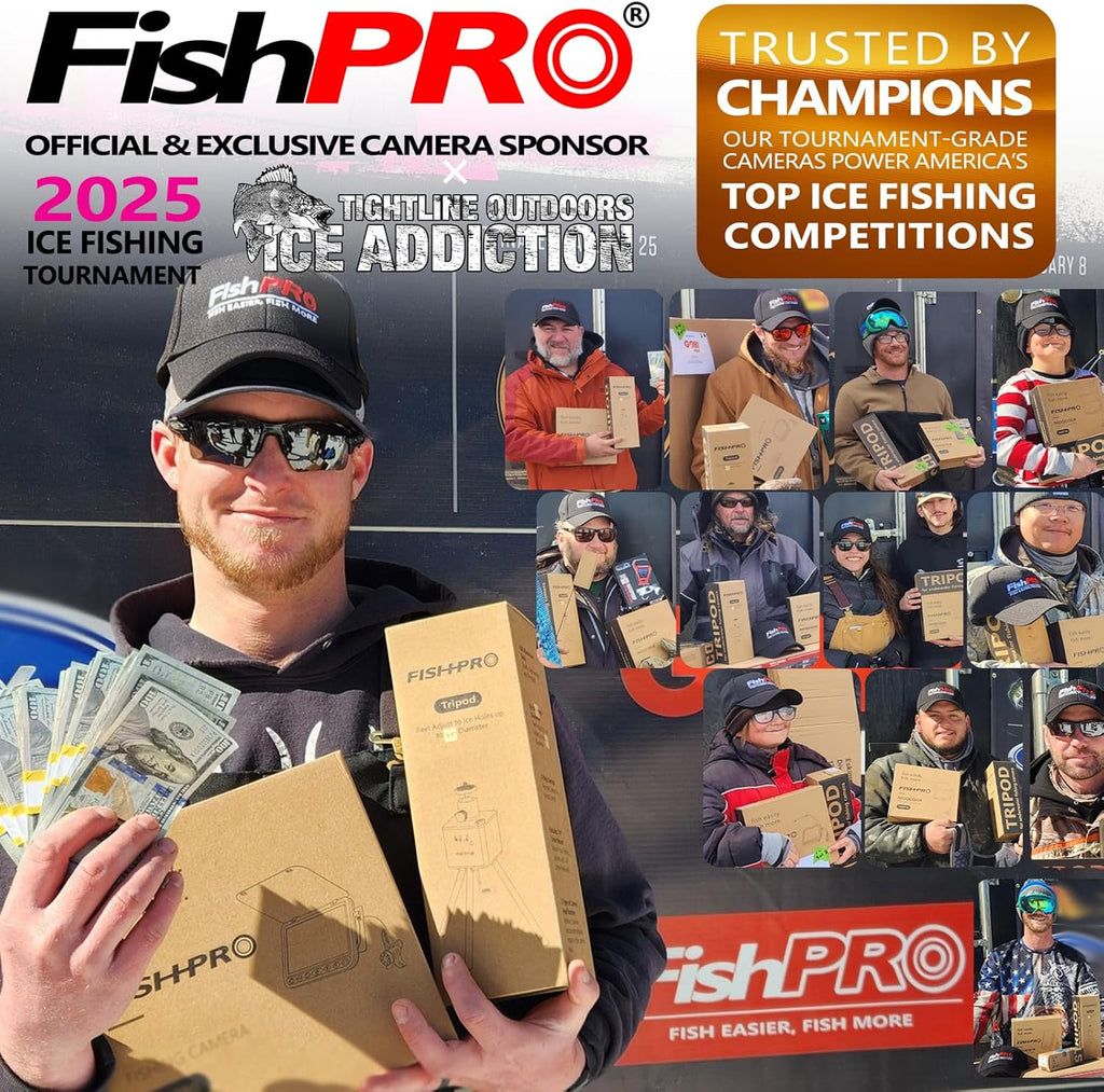 FishPRO® 2026 Upgrade NO.1 HD 1080P Underwater Fishing Camera 7'' IPS- w/10 000mAh (Ease to Use) Ice Fishing Camera Underwater  Fish Finder Camera for Ice Lake Boat Fishing w/USB-C  LED+IR  82ft