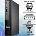 Dell OptiPlex Next-Generation  Pro Micro Business Desktop  Intel i5-14500T  14-Core  up to 4.8 GHz  16GB DDR5 RAM  512GB NVMe SSD  WiFi 6E  Bluetooth  Windows 11 Pro  HDMI  DisplayPort