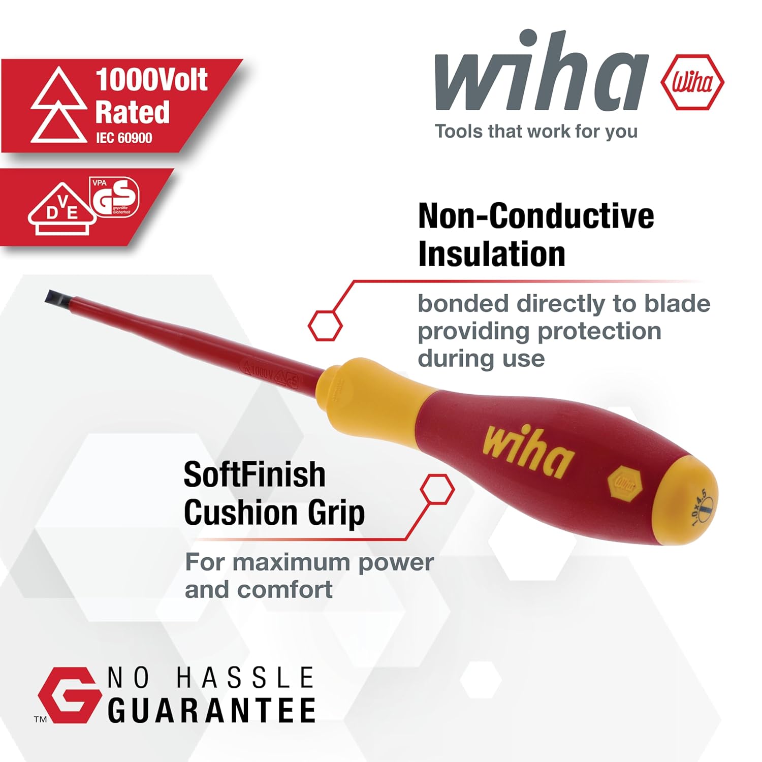 Wiha 32094 Slotted & Phillips Insulated Screwdriver Set, 13 Piece, 1000V VDE, SoftFinish Handle, Black Oxide
