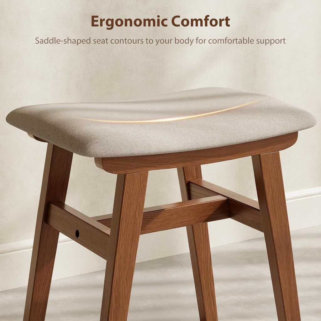 Vanity Desk and Stool Bundle 19.6in Walnut