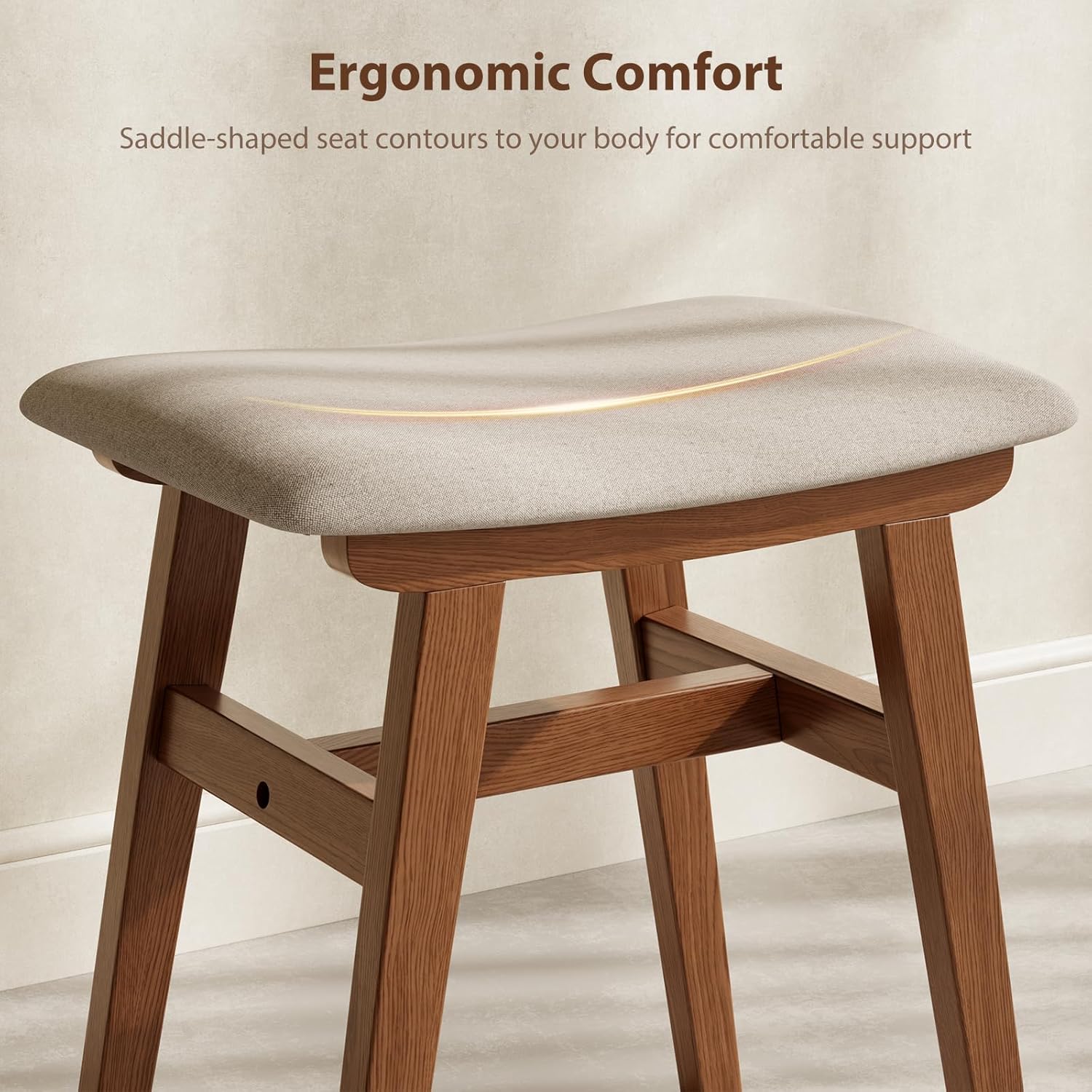 Vanity Desk and Stool Bundle 19.6in Walnut