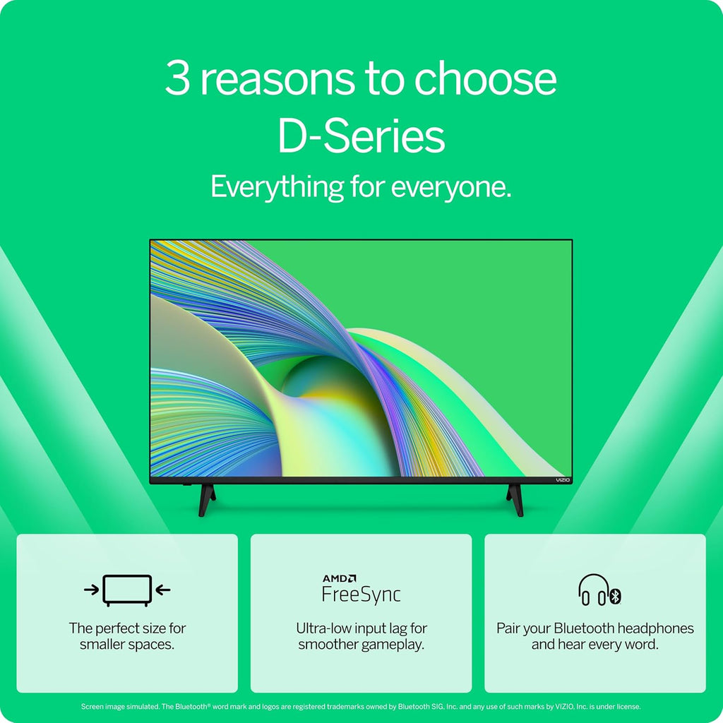 VIZIO 24-inch D-Series FHD LED Smart TV w/Bluetooth Headphone Capable, AMD FreeSync & Alexa Compatibility, D24fM-K01, 2023 Model