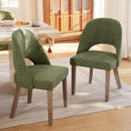 Wooden Dining Chairs Set of 6, Upholstered Modern Chenille Dining Room Chair Kitchen Chairs, Comfy Farmhouse Dinner Chair for Kitchen Dining Room, Green
