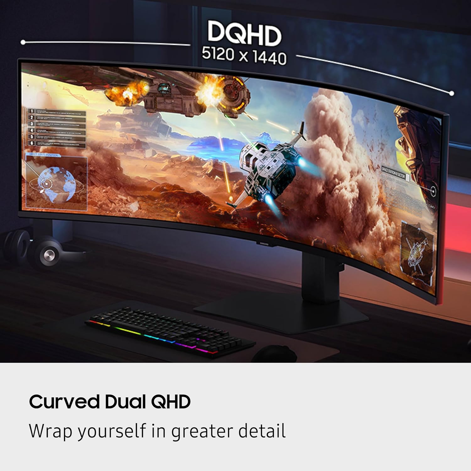 SAMSUNG 49-inch Odyssey G9 (G91F) DQHD  144Hz  Curved Gaming Monitor  Ultra-Wide 32:9 Screen  DisplayHDR 600  AMD FreeSync™ Premium Pro  Ergonomic Stand  LS49FG910ENXZA  2025